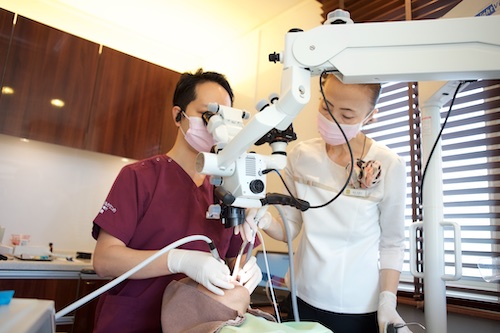 細部まで目で確認しながら正確に治療をする